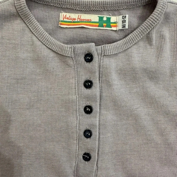 Vintage Havana Girls Button Henley Lilac Ribbed Knit & Dropped-Shoulder Medium - Picture 3 of 7